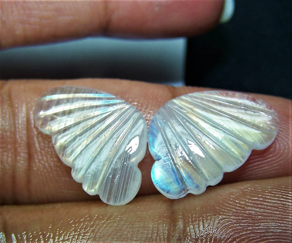 Multi Rainbow Fire Rainbow Moonstone/ Hand Carved Rainbow Moonstone Butterfly Wings/ Jewelry/ Necklace/ Pendant/ Ring/ Loose Gem Wings/ AAA