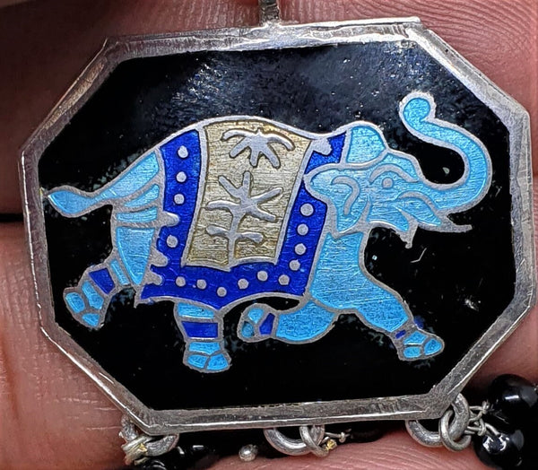 Minakari Elephant Silver Pendant, Hand Made Minakari Indian Silver Pendant, 925 Sterling Silver Elephant Pendant, Traditional Silver Pendant