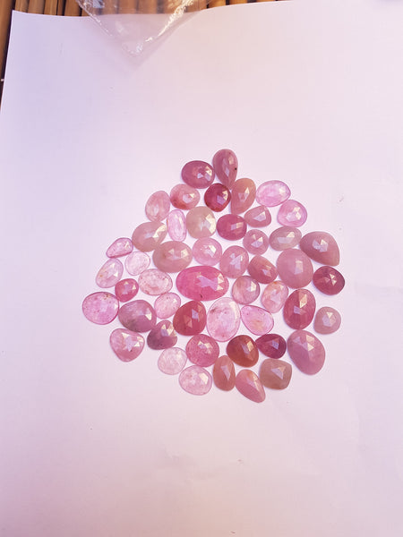 321 cts Fascinating Pink Sapphire Rose Cut Faceted Slice Gems,49 Pieces, Wholesale Parcel/Lot of Free Form Loose Gems,100 % Natural AAA
