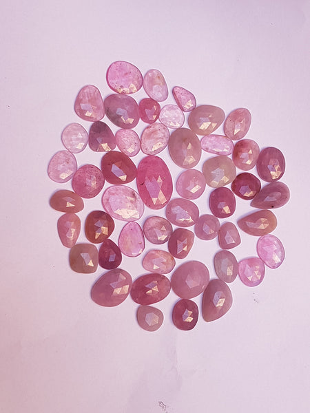 321 cts Fascinating Pink Sapphire Rose Cut Faceted Slice Gems,49 Pieces, Wholesale Parcel/Lot of Free Form Loose Gems,100 % Natural AAA