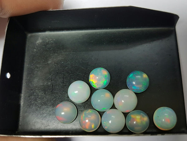 Masterpiece Collection : 8 MM Calibrated Insane Metallic Rainbow Fire Color Play Ethiopian Welo Opal Dome Cabochons 10 Piece Loose Gemstone Lot/Parcel > AAA