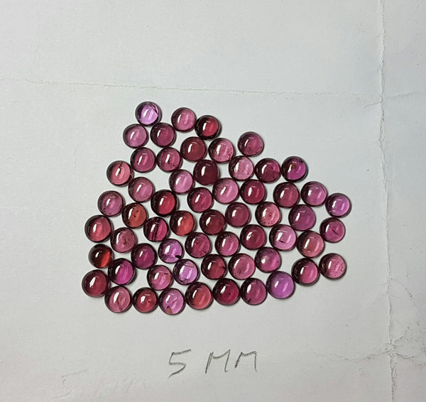 Masterpiece Collection : Amazing Deep Pink Rhodolite Garnet 5 mm Calibrated Round Smooth Cabochons, 100 % Natural Loose Gemstone