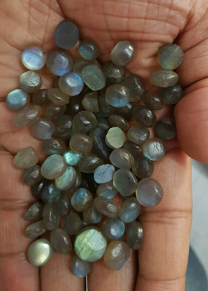 Masterpiece Collection : 8 mm Round Natural Rainbow Flashy Labradorite AAA Rose Cut Round Faceted Cabochon Gems > Wholesale Parcel/Lot