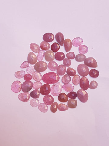 321 cts Fascinating Pink Sapphire Rose Cut Faceted Slice Gems,49 Pieces, Wholesale Parcel/Lot of Free Form Loose Gems,100 % Natural AAA