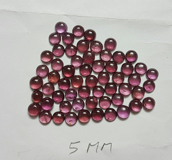 Masterpiece Collection : Amazing Deep Pink Rhodolite Garnet 5 mm Calibrated Round Smooth Cabochons, 100 % Natural Loose Gemstone